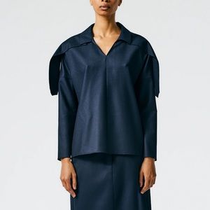 Tibi Superfine Wool Flannel V-Neck Top